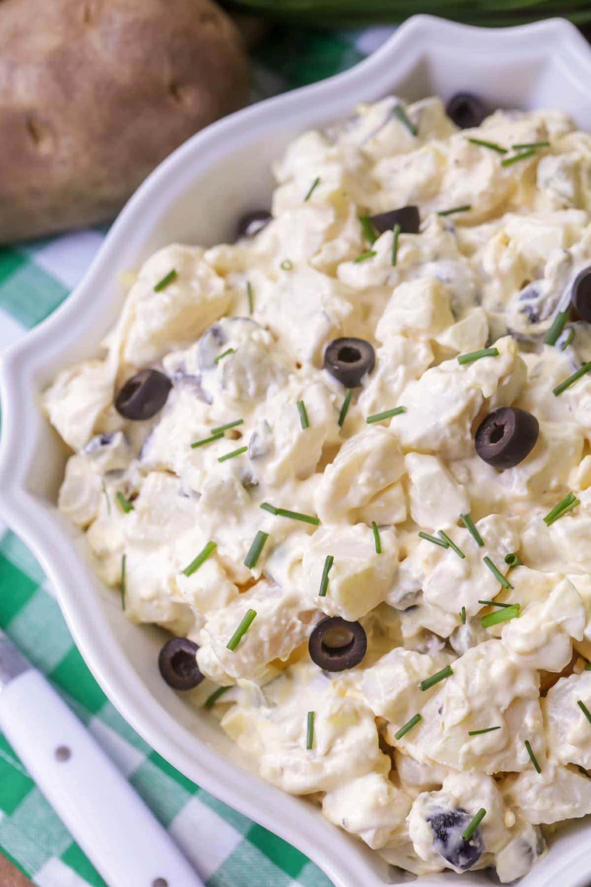 homemade potato salad in a serving dish
