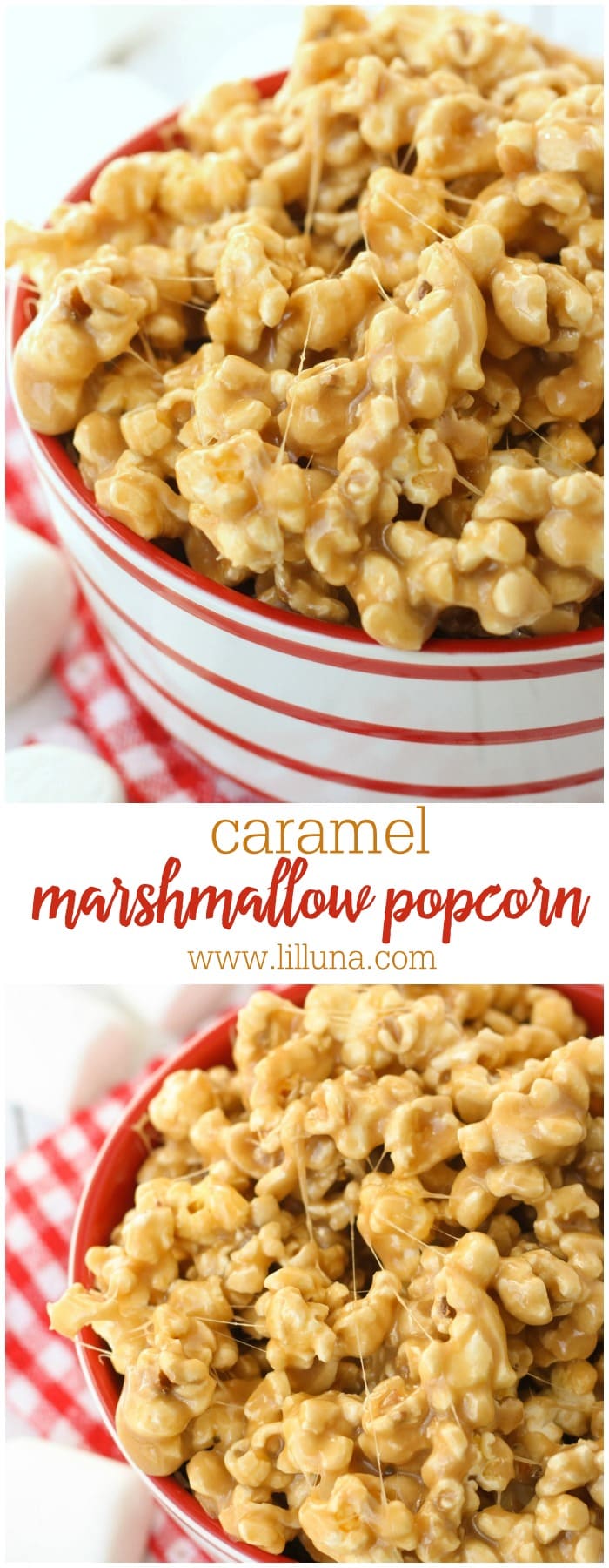 5-Minute Caramel Marshmallow Popcorn recipe - SOOO good and gooey!