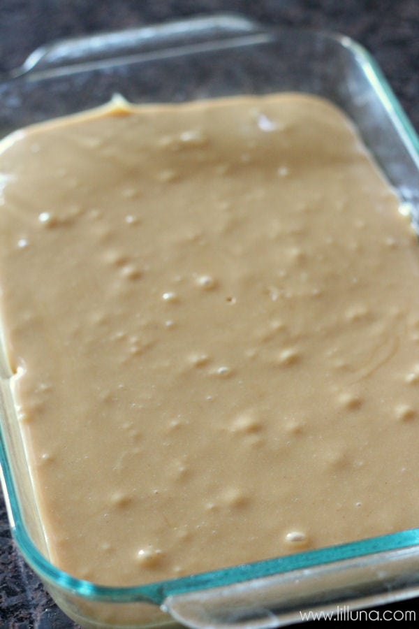 Creamy layer in a glass baking dish