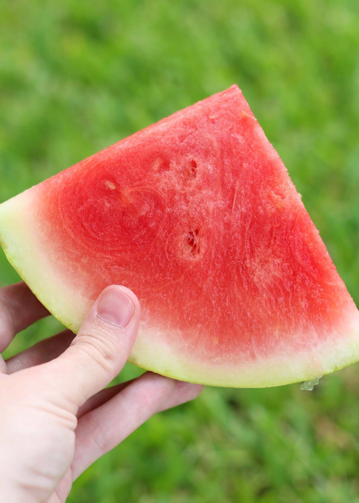 A ripe and juicy slice of perfectly picked watermelon.