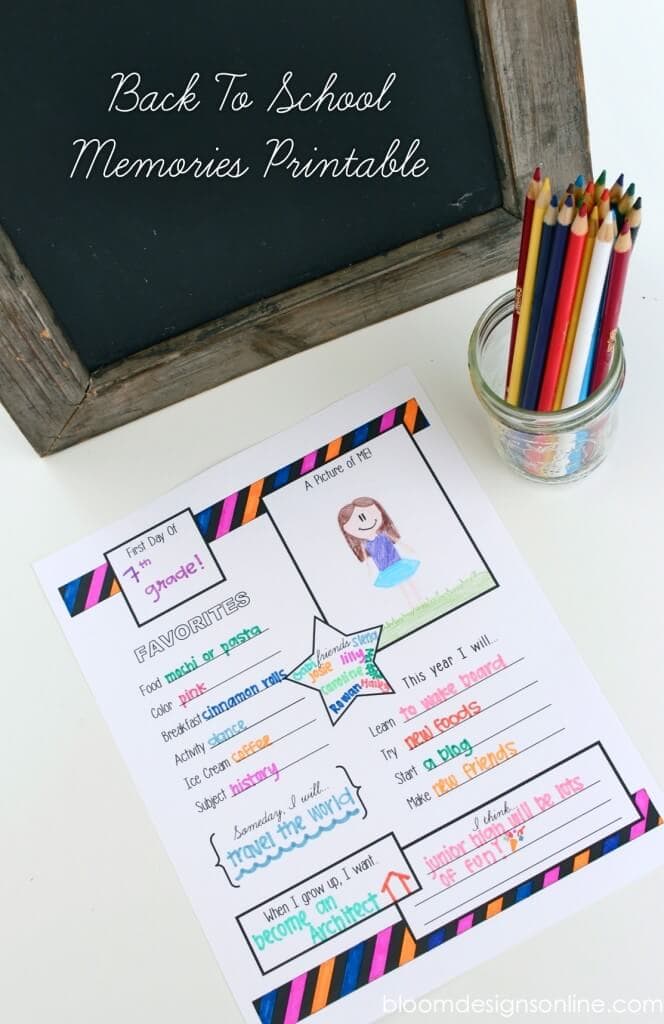 Back To School Memories Printable