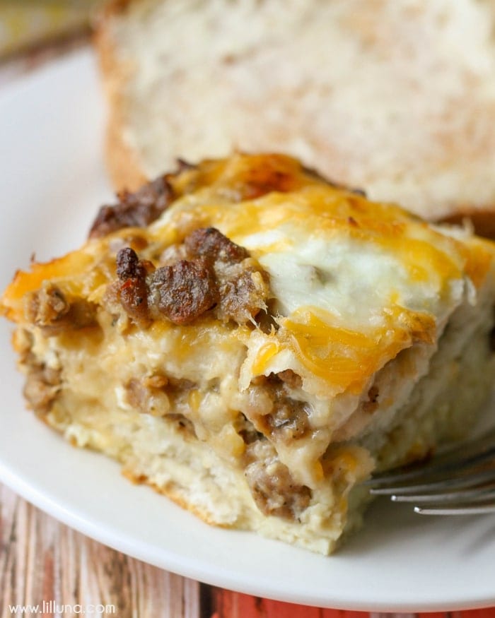 Using easy biscuits in biscuit egg casserole.