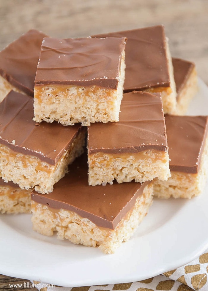 Chocolate Caramel Peanut Butter Rice Krispies Treats