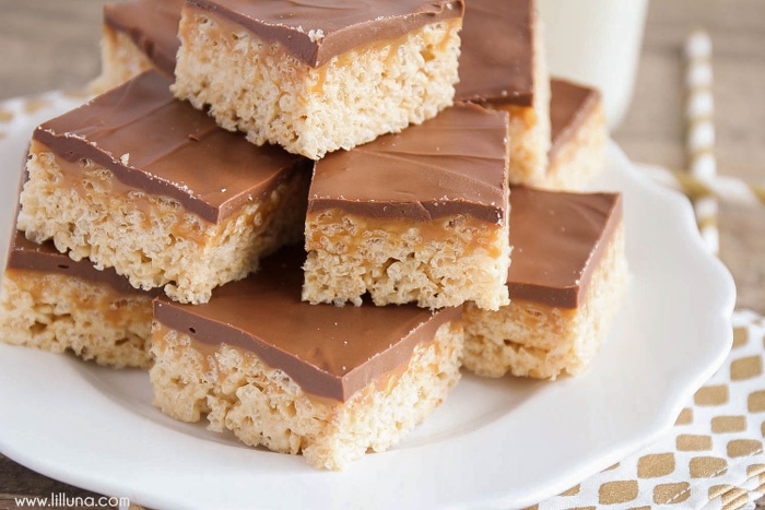 Chocolate Caramel Peanut Butter Rice Krispies Treats