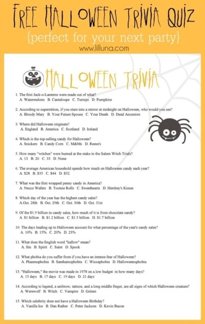 FREE Halloween Trivia Quiz