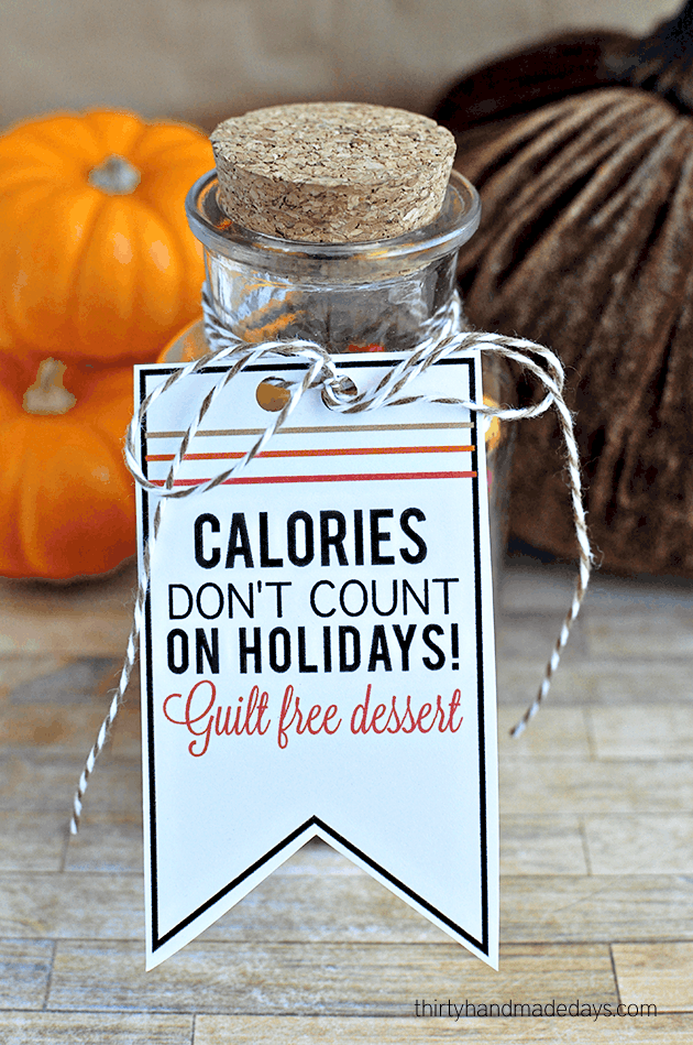 Calories Don't Count on Holidays - free tags on { lilluna.com } The cutest tag to add to any gift or treat!