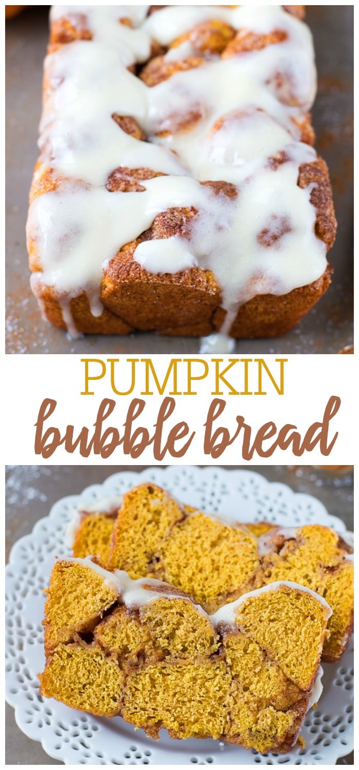 Pumpkin Bubble Bread (With cream cheese glaze!) | Lil' Luna