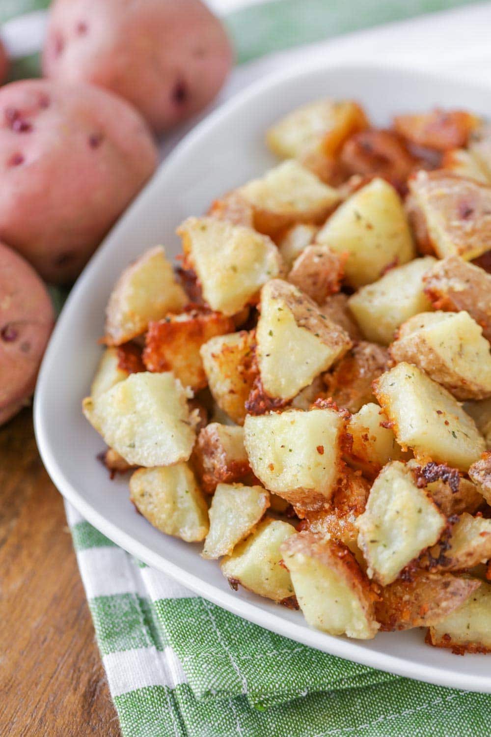 Parmesan potatoes recipe on plate