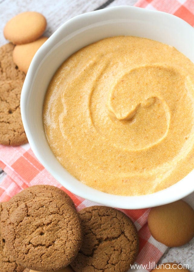 Pumpkin Pie Dip in white bowl