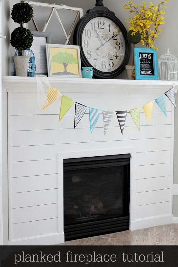 Beautiful Planked Fireplace Tutorial { lilluna.com } Such a beautiful way to change your fireplace!