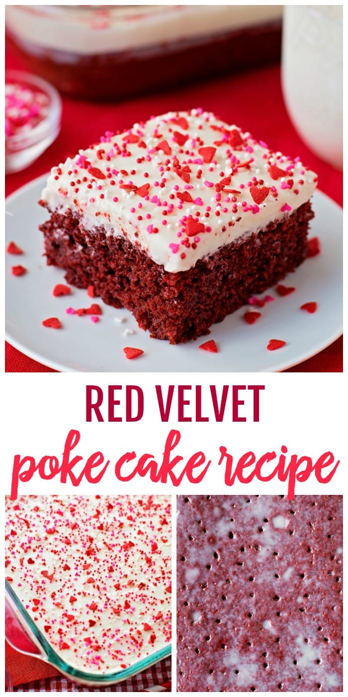 Red Velvet Poke Cake with Homemade Cream Cheese Frosting | Lil' Luna