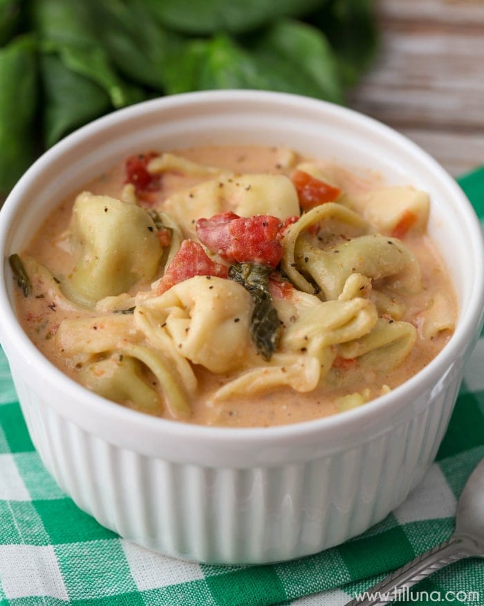 Crock Pot Tortellini Spinach Soup - Lil' Luna