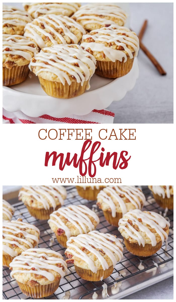Coffee cake muffins on cake stand