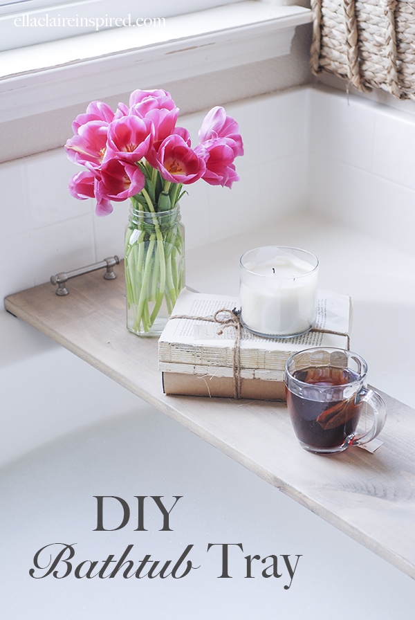 This easy DIY bathtub tray is perfect for drink or your favorite book while you soak! 