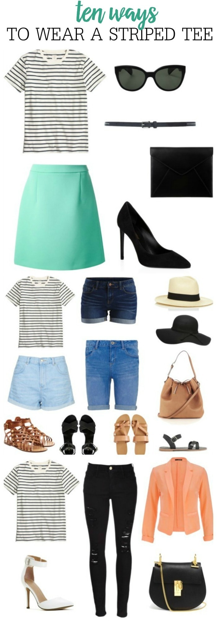 10 Ways to Wear a Striped Tee - so many great fashion and outfit ideas from casual to fancy!