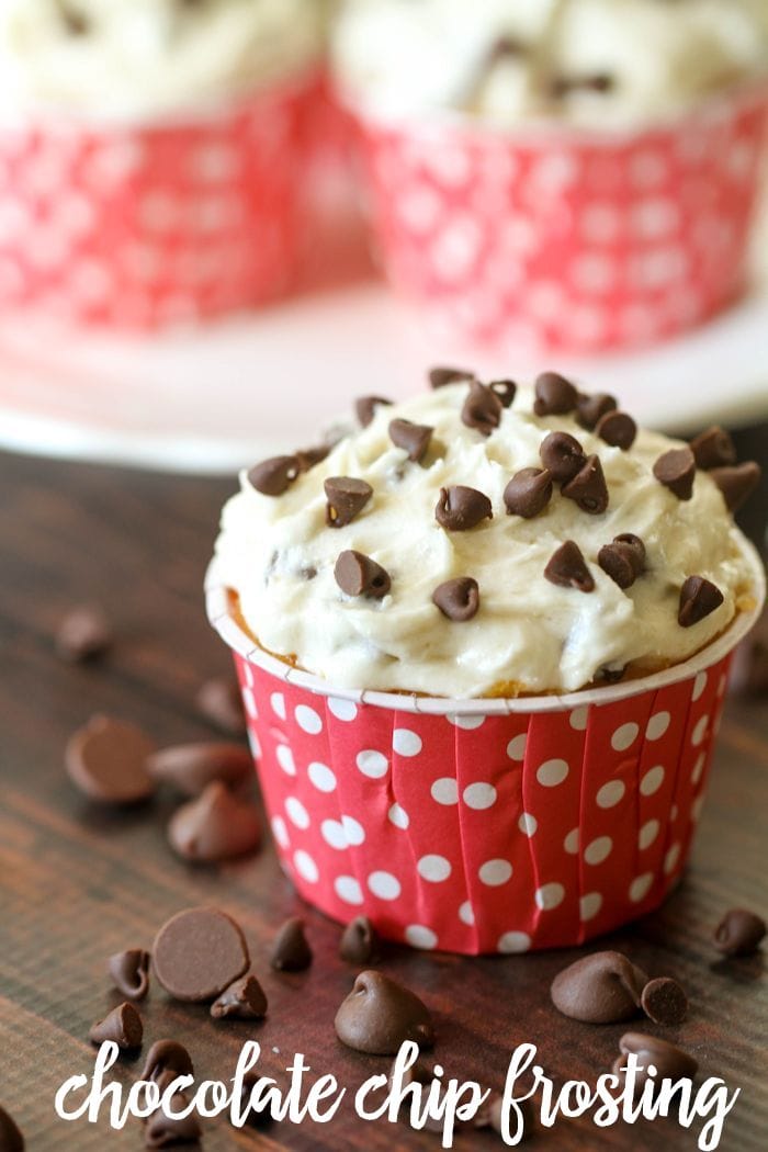 AMAZING Homemade Chocolate Chip Frosting on a cupcake