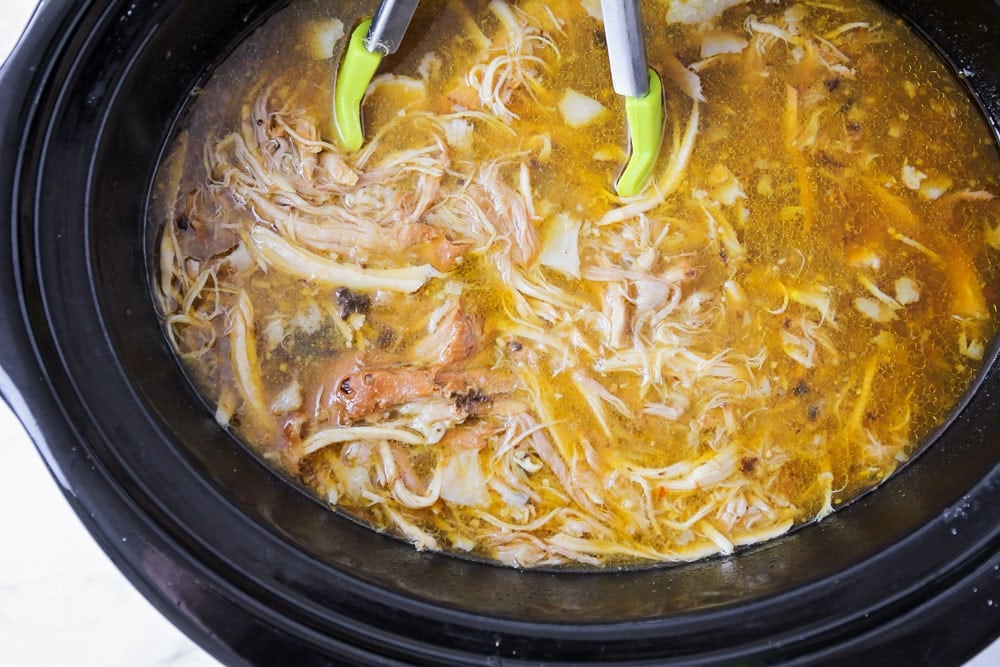 Shredded pork for tacos in the crock pot.