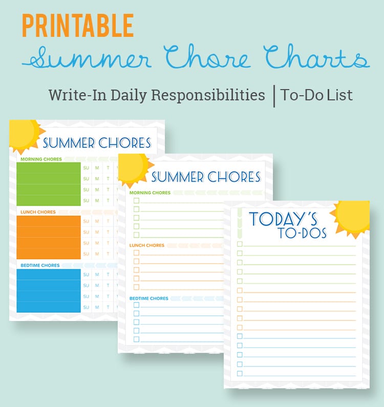 Free Printable Chore Charts For Girls