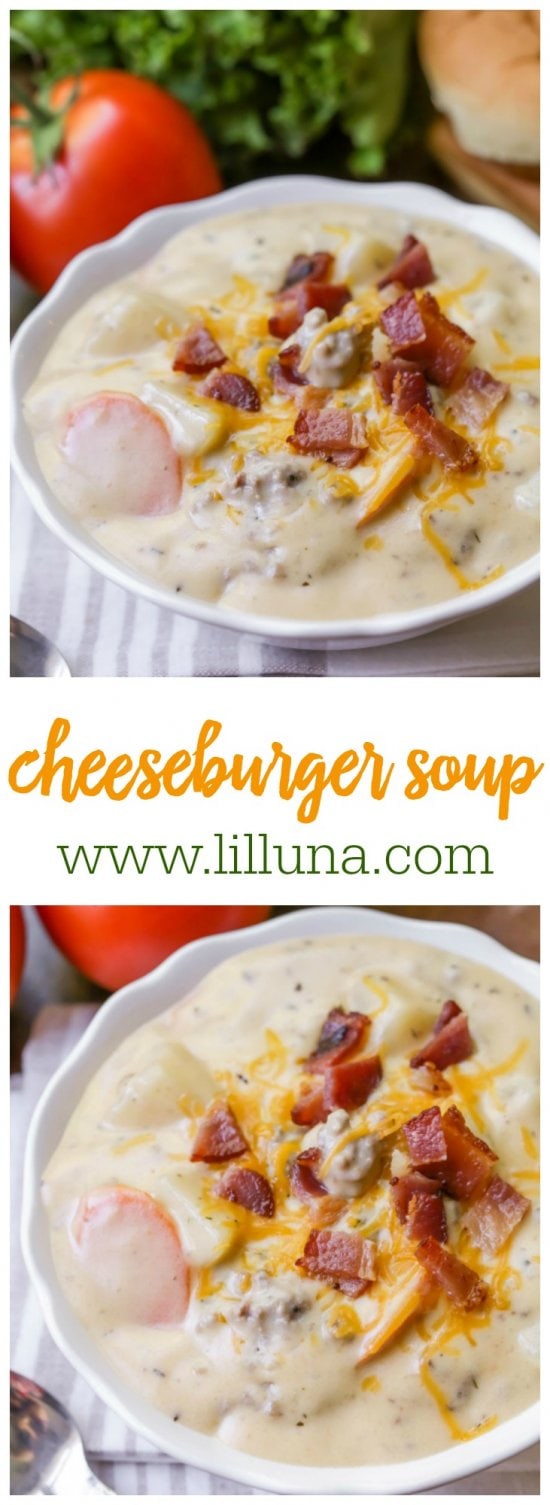 Hearty Crockpot Cheeseburger Soup Recipe | Lil' Luna
