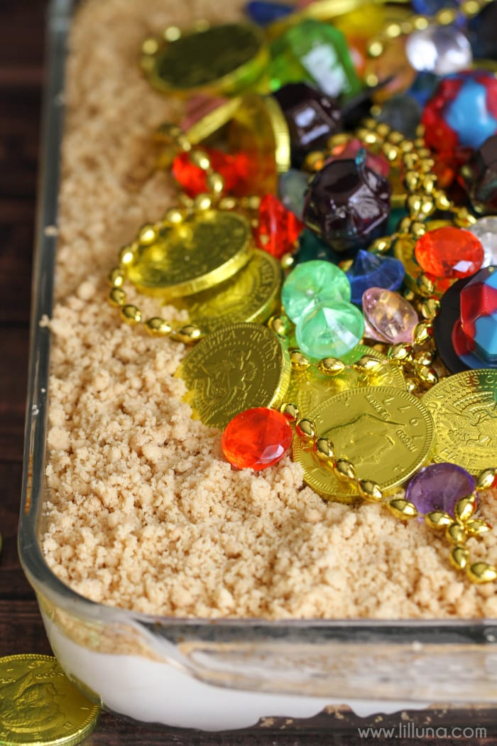 Treasure Pudding Cake in a glass baking dish