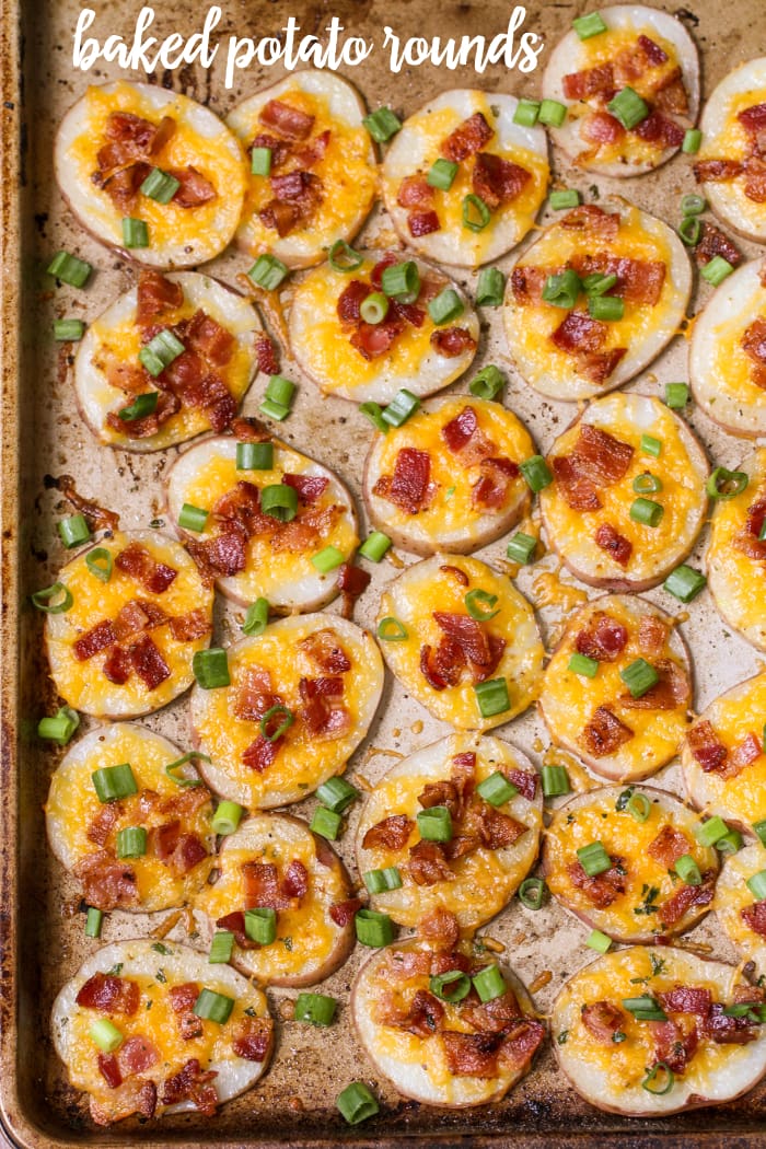 Loaded Baked Potato Rounds - a simple, quick and delicious side dish or appetizer full of cheeses and bacon!