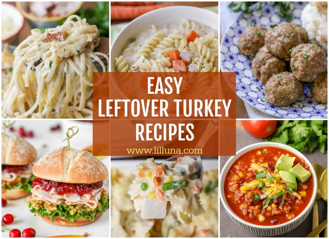 Leftover Turkey recipes collage.