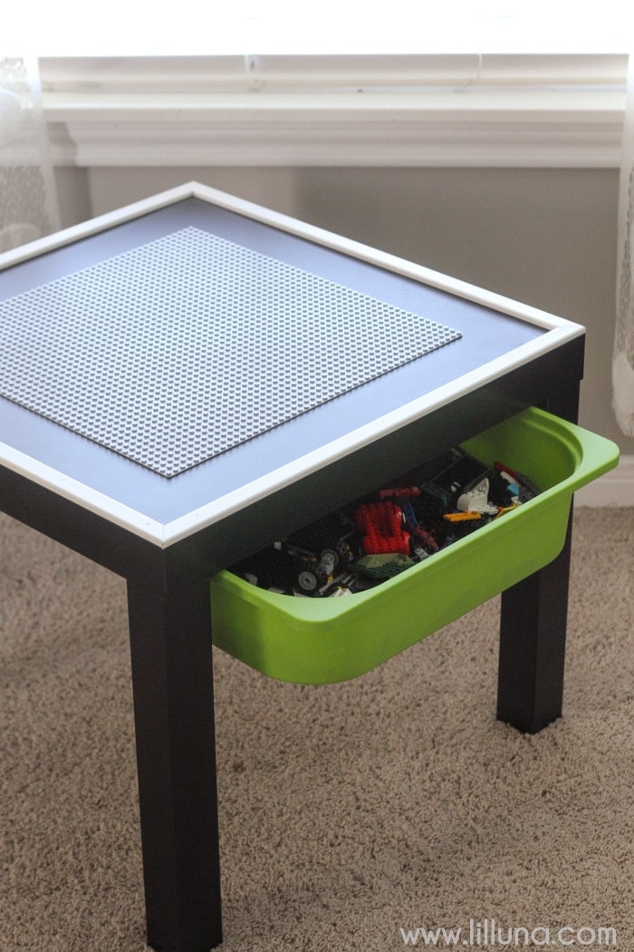 lego table with storage bins