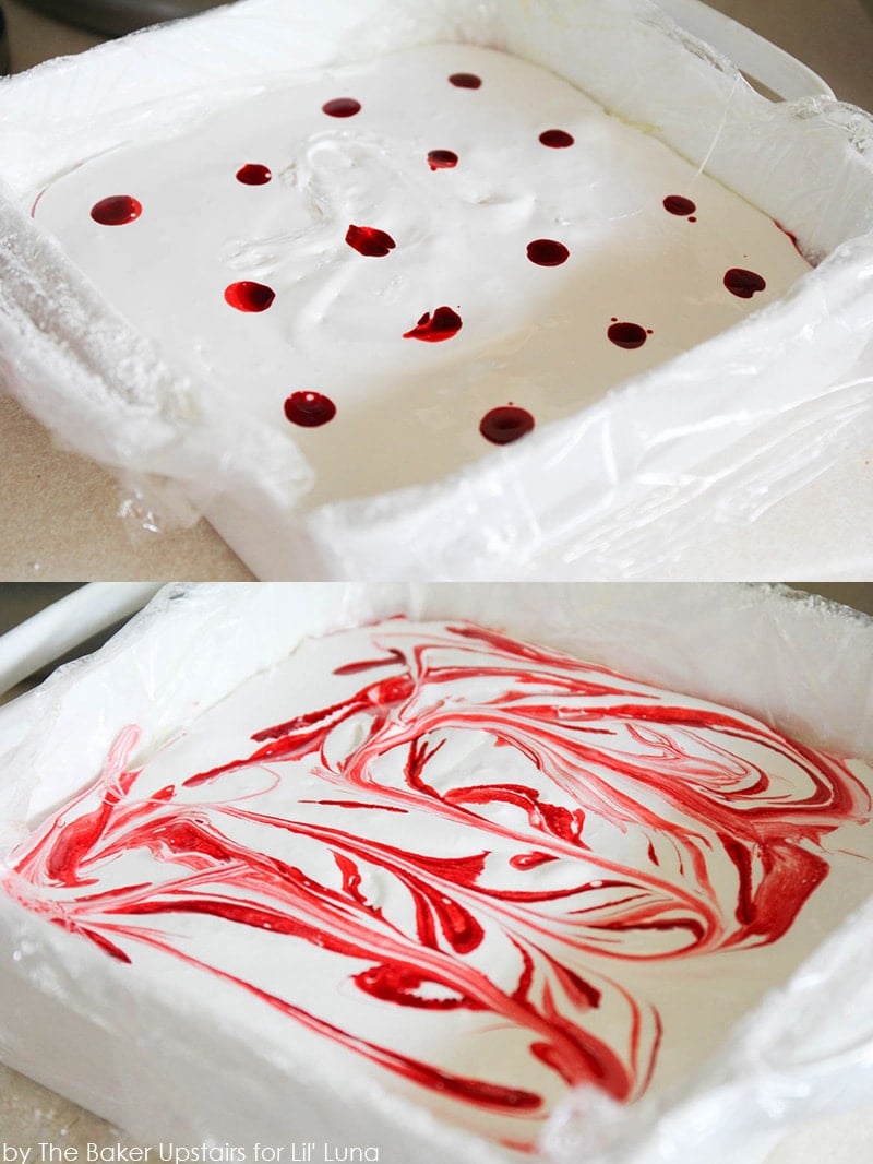 Peppermint swirl marshmallow process photos
