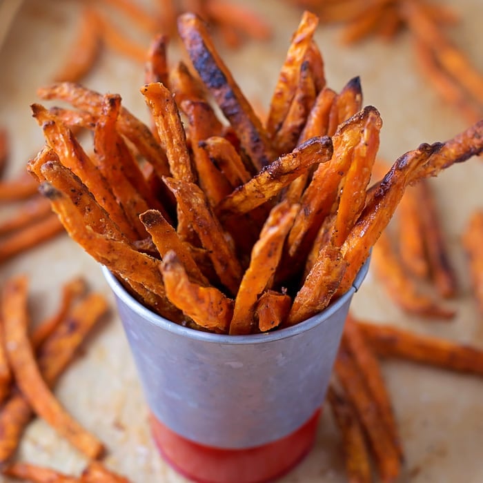 Baked Sweet Potato Fries {Crispy} - Two Peas & Their Pod