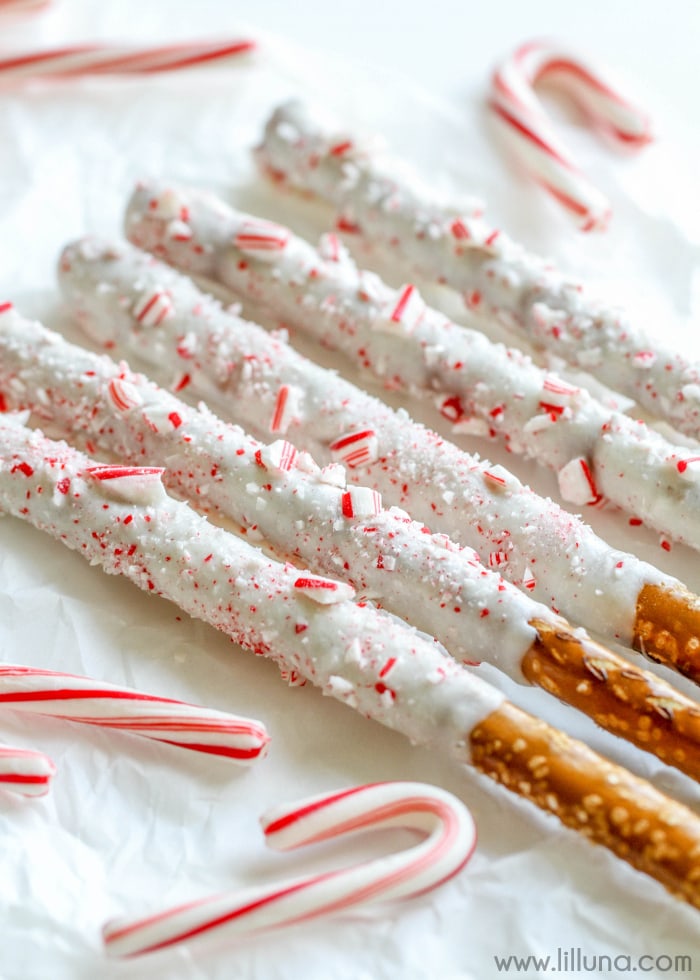 White Chocolate Peppermint Pretzels