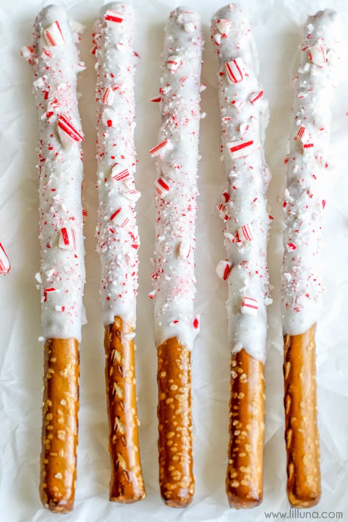 White Chocolate Peppermint Pretzels