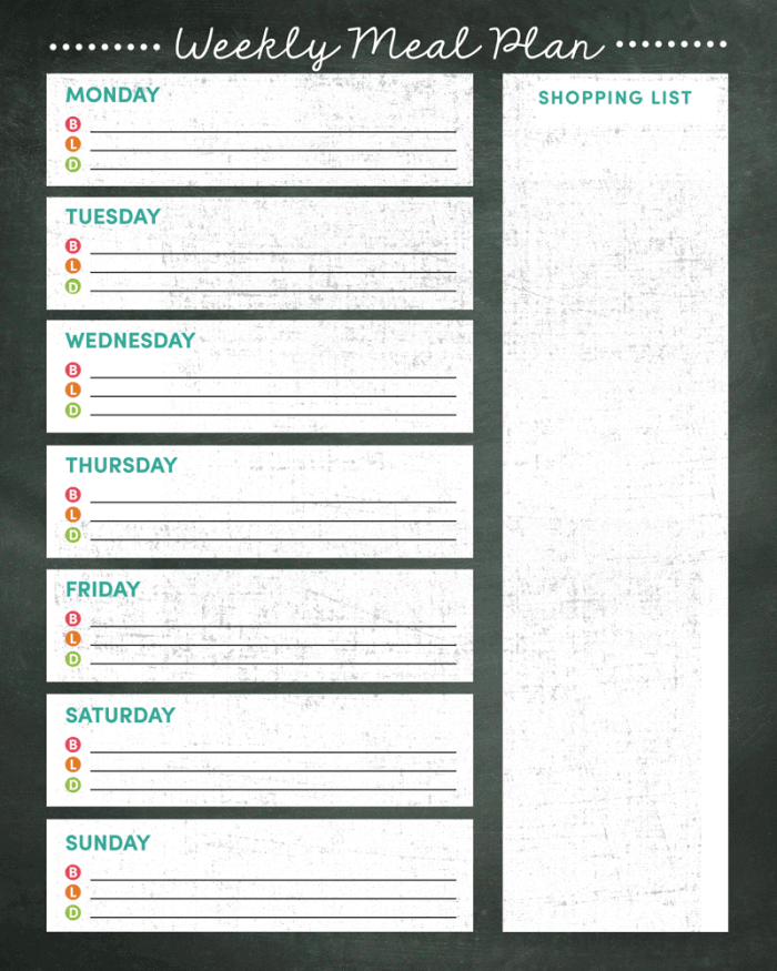 printable meal planner and to do template