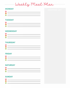 Weekly Meal Planner Printable