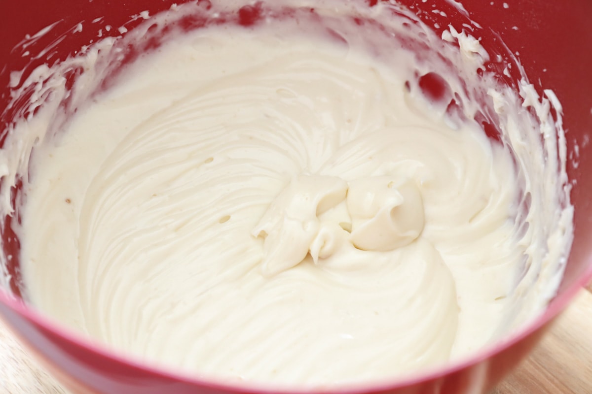 Cream cheese mixture in bowl