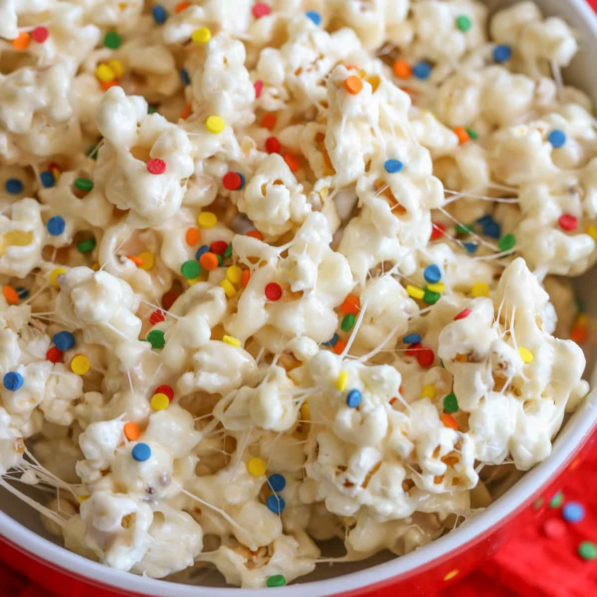 Birthday cake popcorn close up