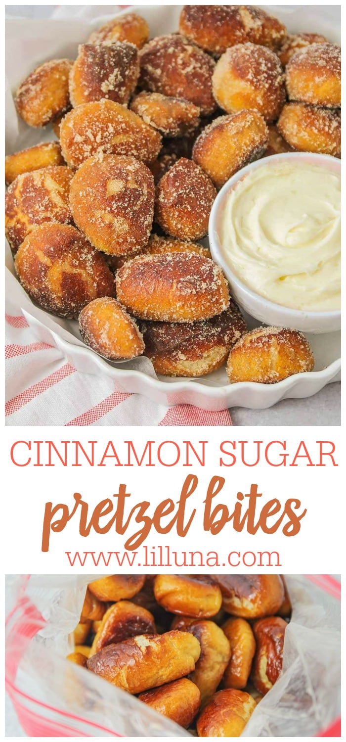Cinnamon Sugar Pretzel Bites {Auntie Anne's Copycat} Lil' Luna