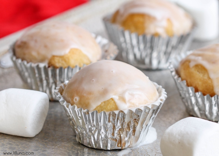 Marshmallow Meltaways - a soft and doughy treat stuffed with marshmallows and topped with a delicious glaze!
