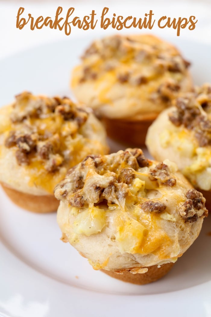 Breakfast Biscuit Cups - filled with sausage, eggs, potatoes, cheese and more! So simple you'll want to make these for breakfast all the time!