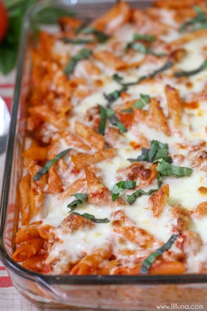 Creamy Sausage Penne Bake {Cheesy + Easy} Lil' Luna
