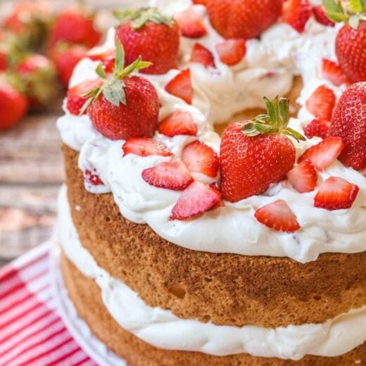 Strawberries and Cream Angel Food Cake