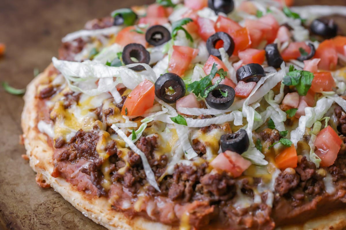 Taco Pizza on a baking sheet