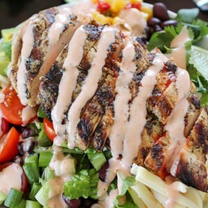 grilled chicken burrito bowl with dressing