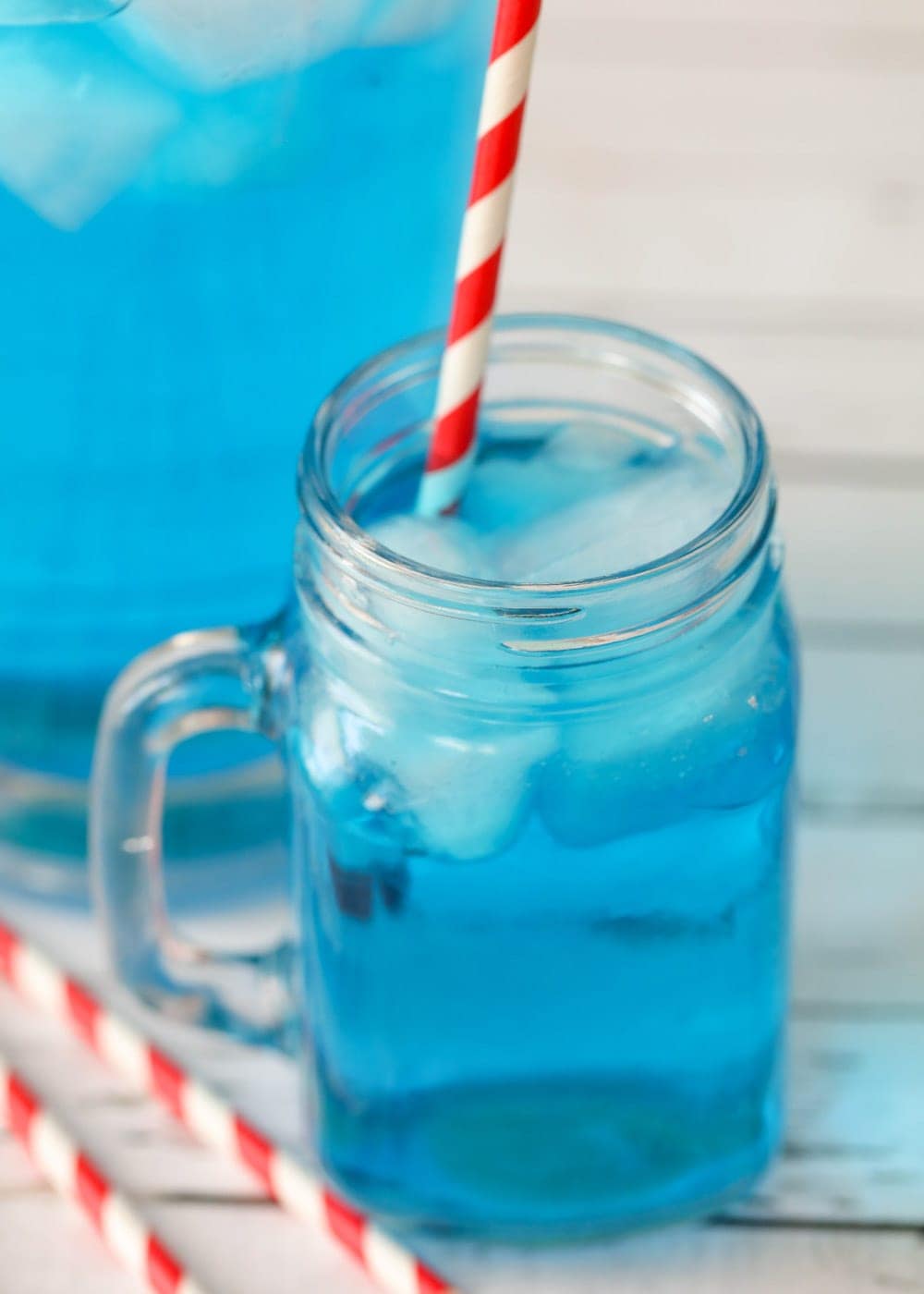 Copycat Sonic Ocean Water recipe served in a glass mason jar.