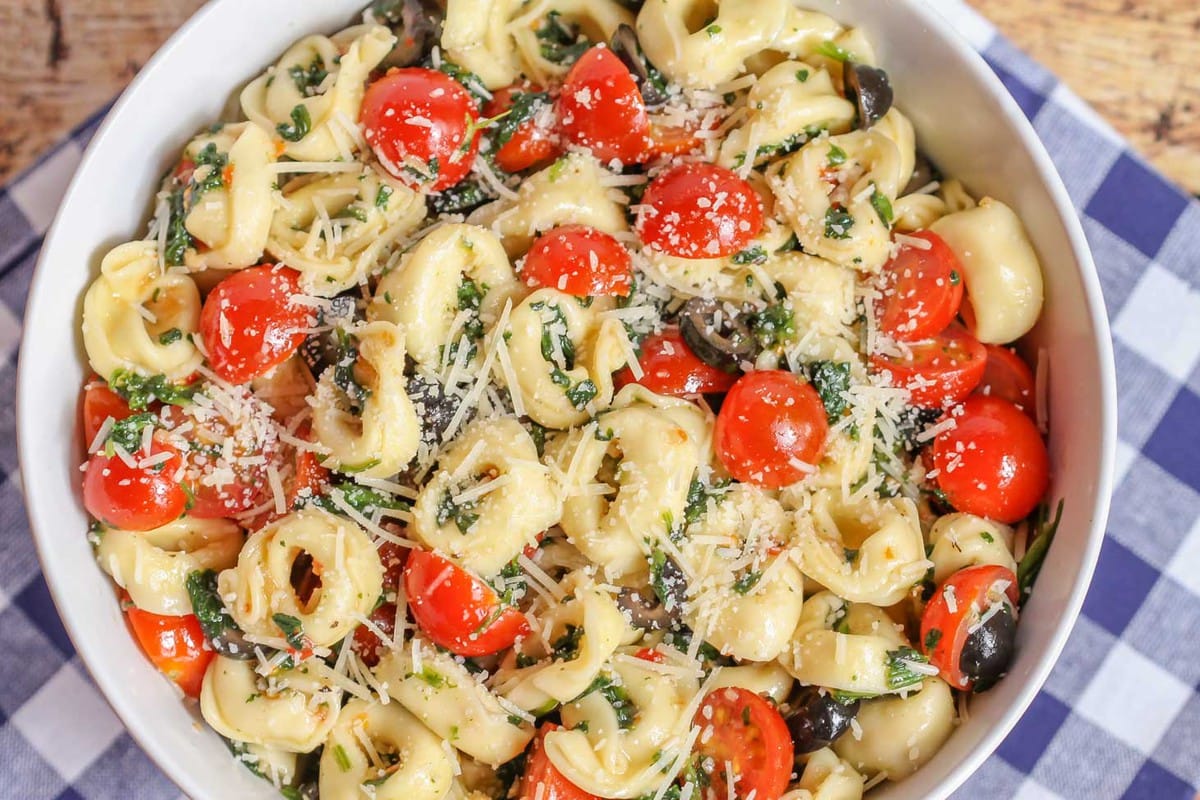 Tortellini Salad in bowl