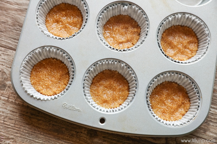 Crust ingredients in a muffin tin