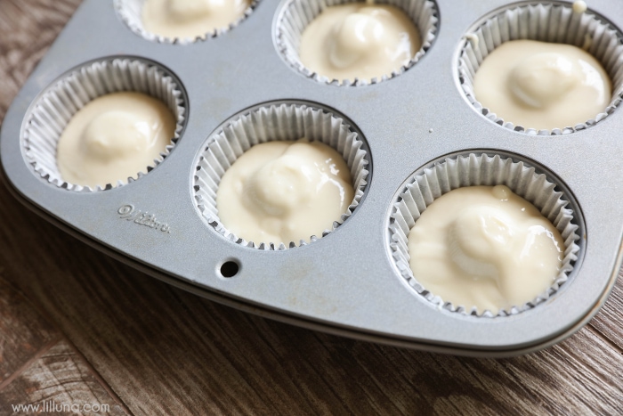 batter poured in muffin tins