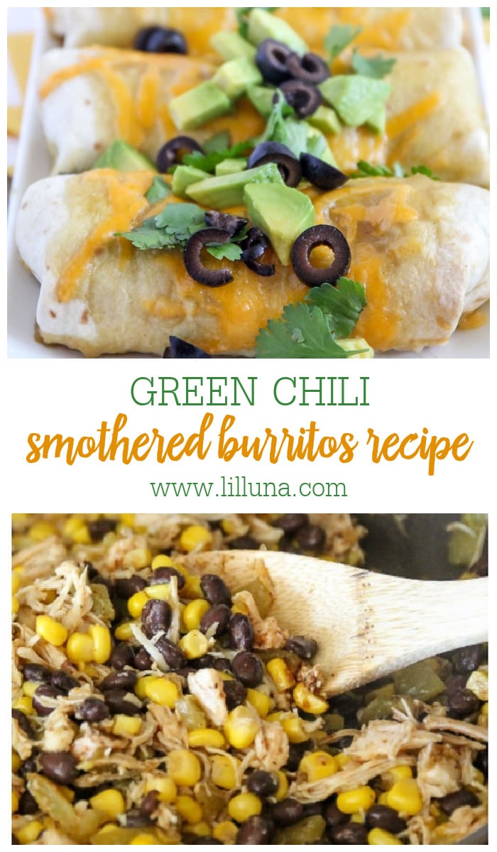 Green Chili Smothered Burritos | Lil' Luna