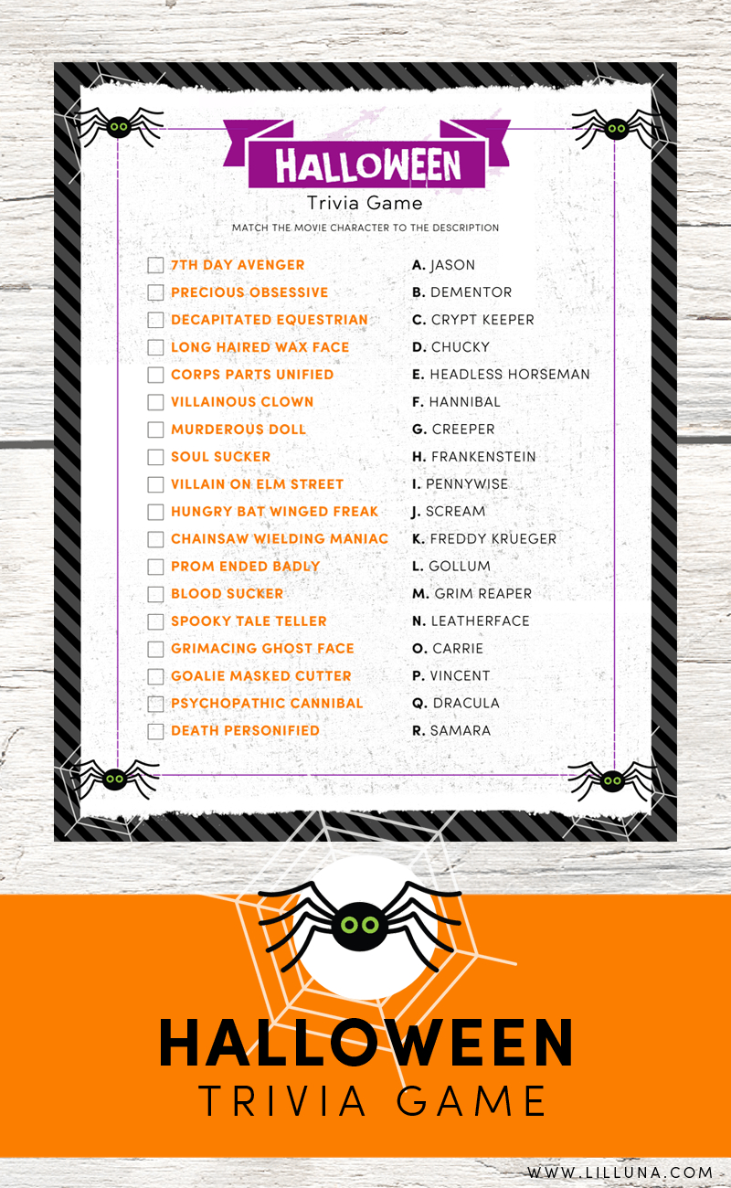 Halloween Trivia Printable : Printable halloween games for halloween party fun!