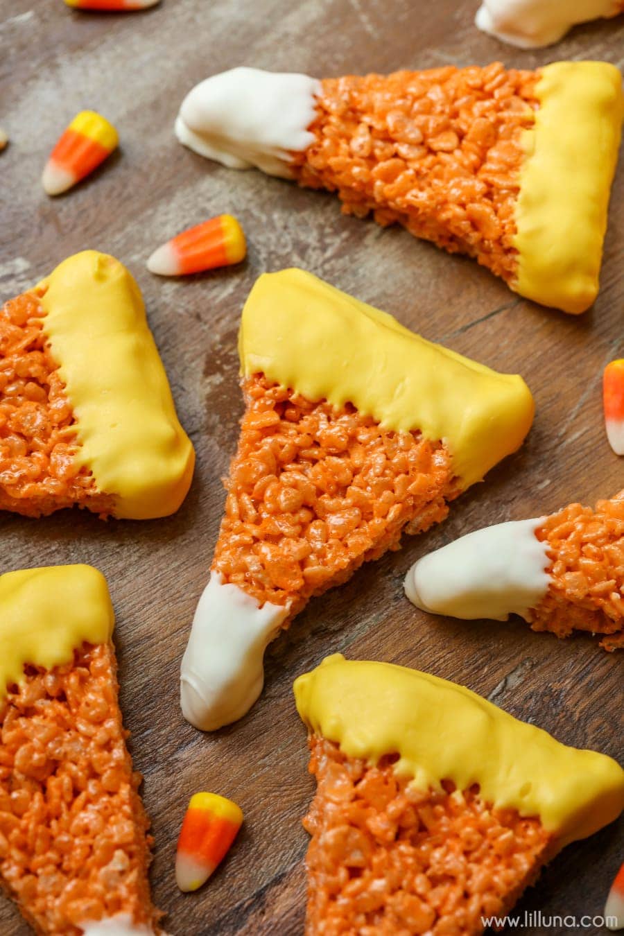 Candy Corn Rice Krispies Treats - Lil' Luna