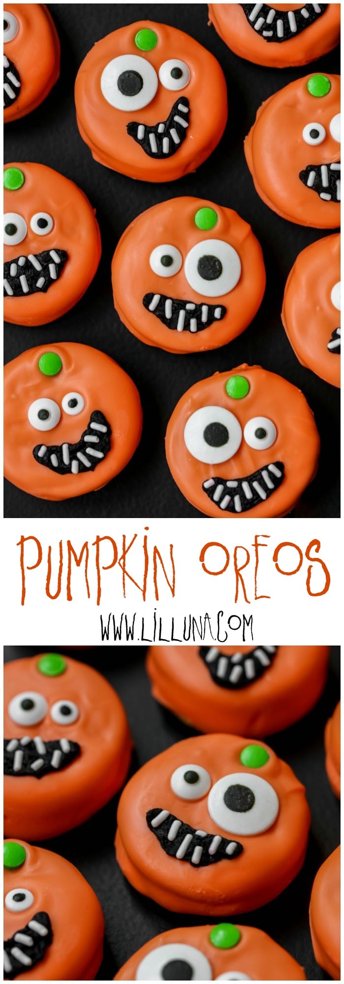 Candy Coated PUMPKIN OREOS - such a cute, festive and delicious treat to make for Halloween!